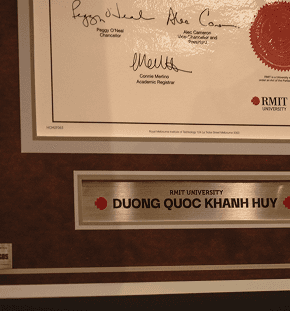 Close-up of the certification frame collection